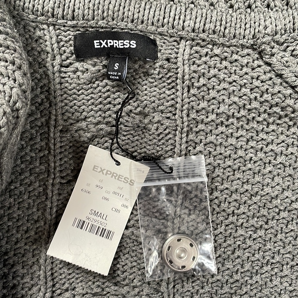 Express Cable Knit Sweater with 3/4 sleeves and snap front - Picture 4 of 5